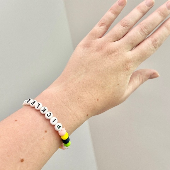 Pickleball Letter Bead Beaded Stretch Bracelet Faux Pearl Preppy Y2K Candy Color - Picture 3 of 3